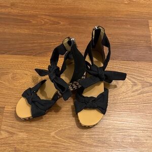 UGG Black Knot Wedge Sandals with Espadrille Detail